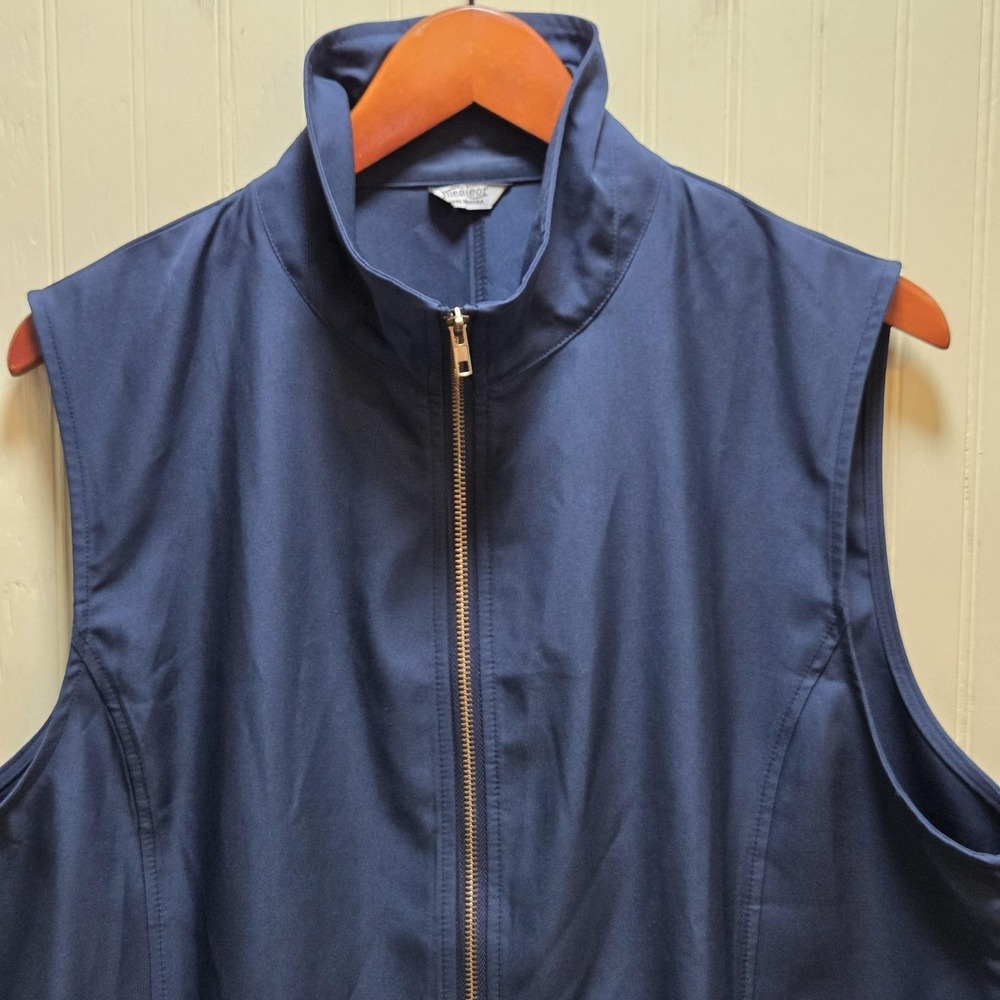 Meaneor Vest Womens Plus 2X Blue Softshell Full Zip Collared Pockets Lightweight